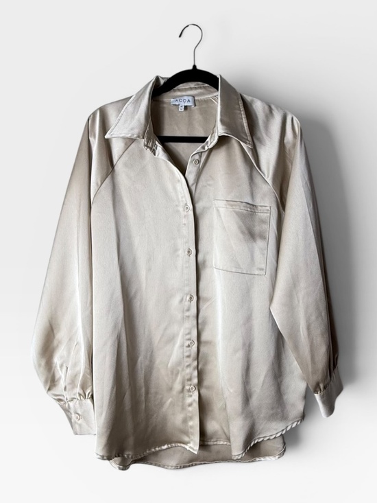 Acoa Tops - Acoa Satin Button Down Shirt Size Medium Oversized Fall (NOTE FLAW) (T)